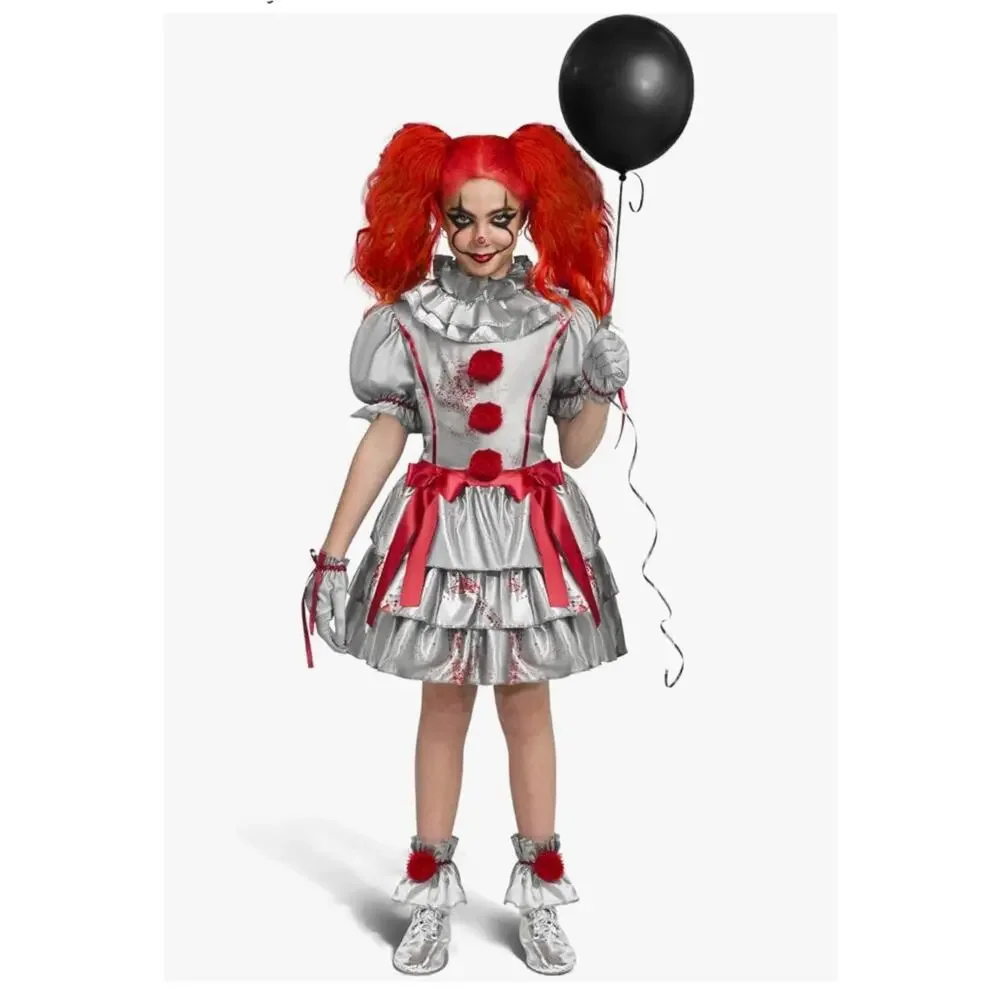 Spooktacular Creations Girls Scary Clown Costume Dress Small S 5-7 Yrs Halloween